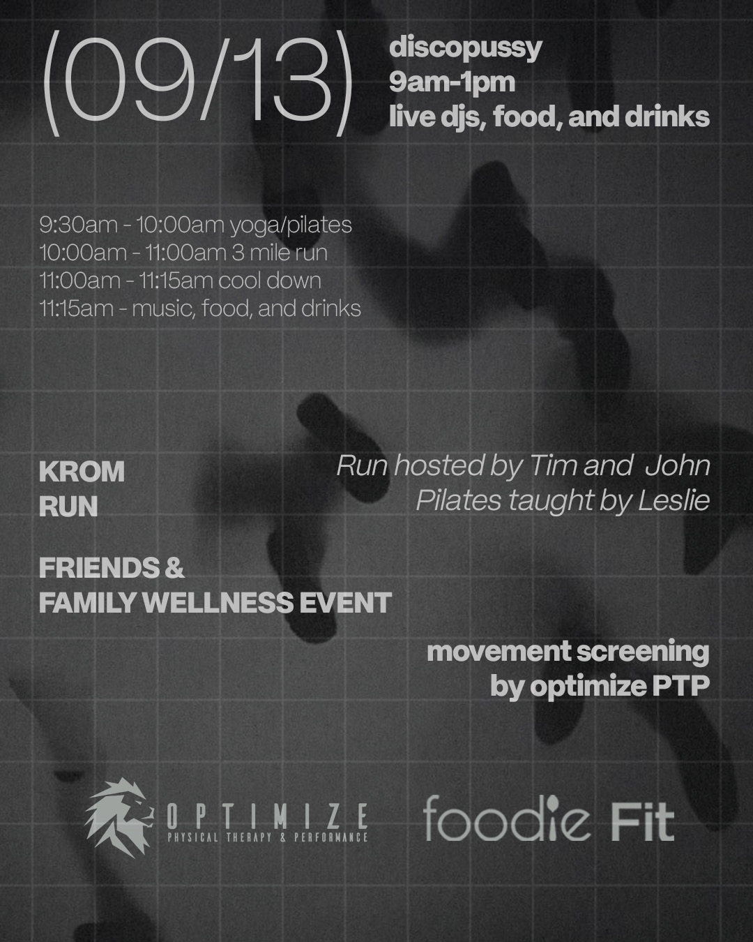 Friends & Family X KROM X Optimize Wellness Event flyer